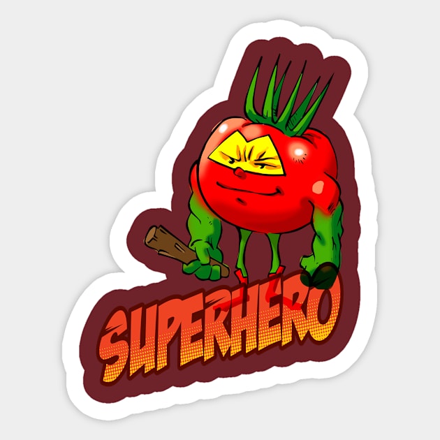 Foodietoon / Veggie Superheroes / Tomato "The Barbarian" Sticker by ProjectX23